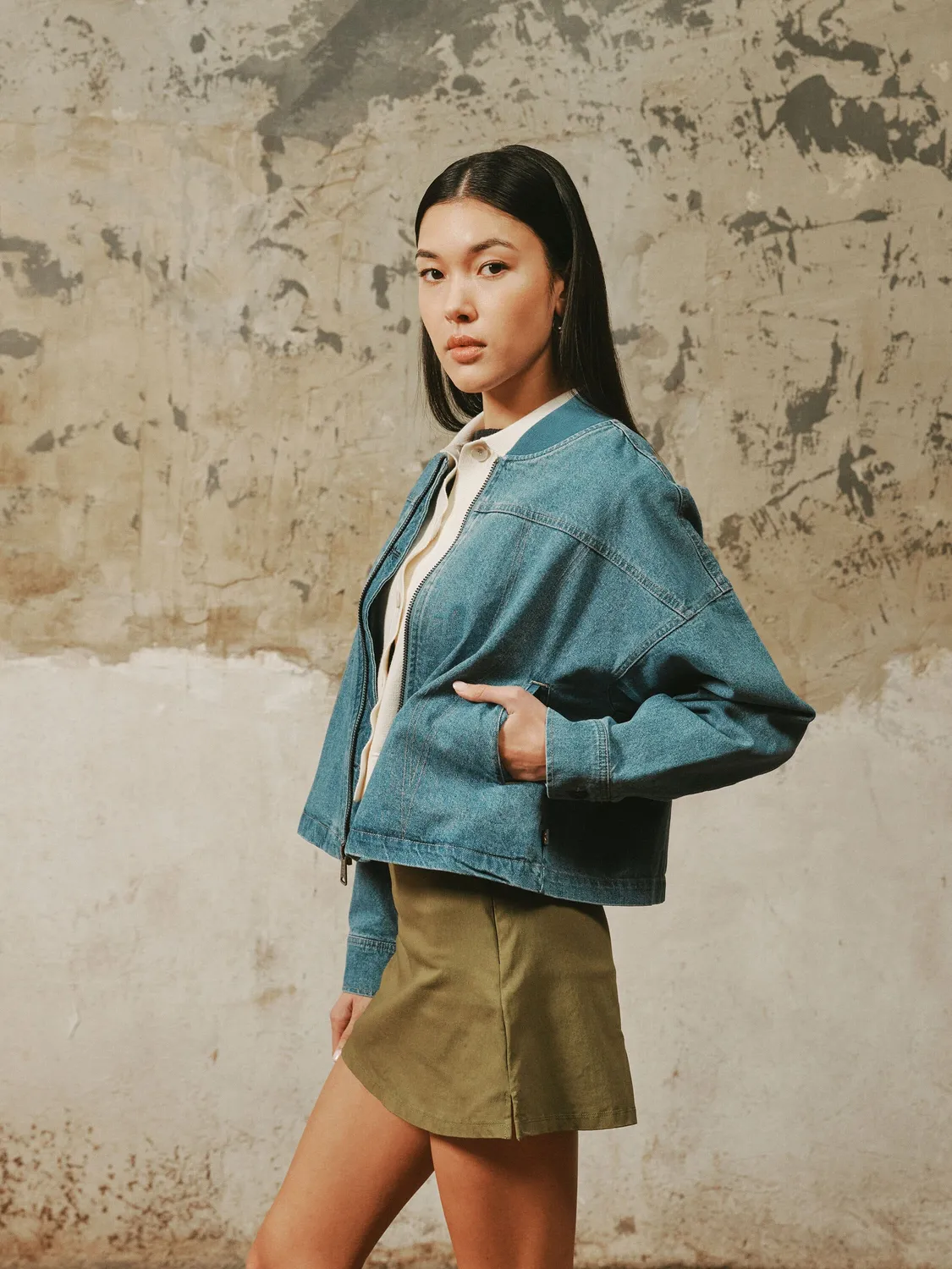 Alpha Industries Denim Relaxed blouson femme bleu denim