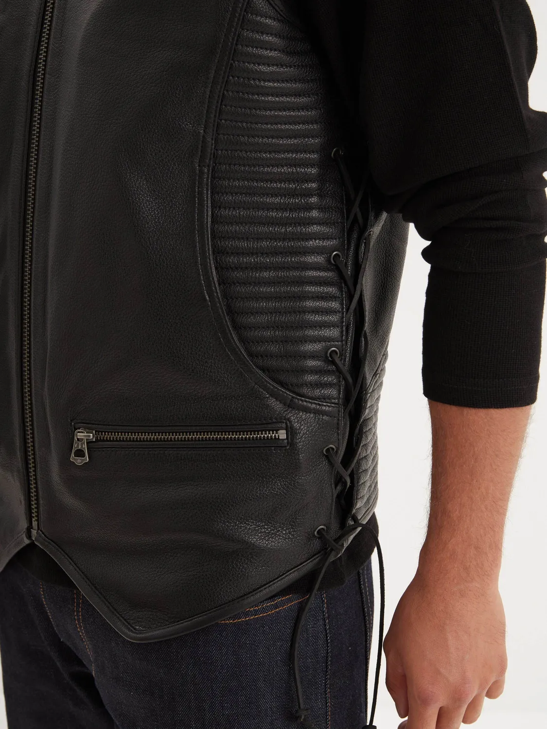 DAYTONA Free chapter gilet biker cuir homme noir chèvre