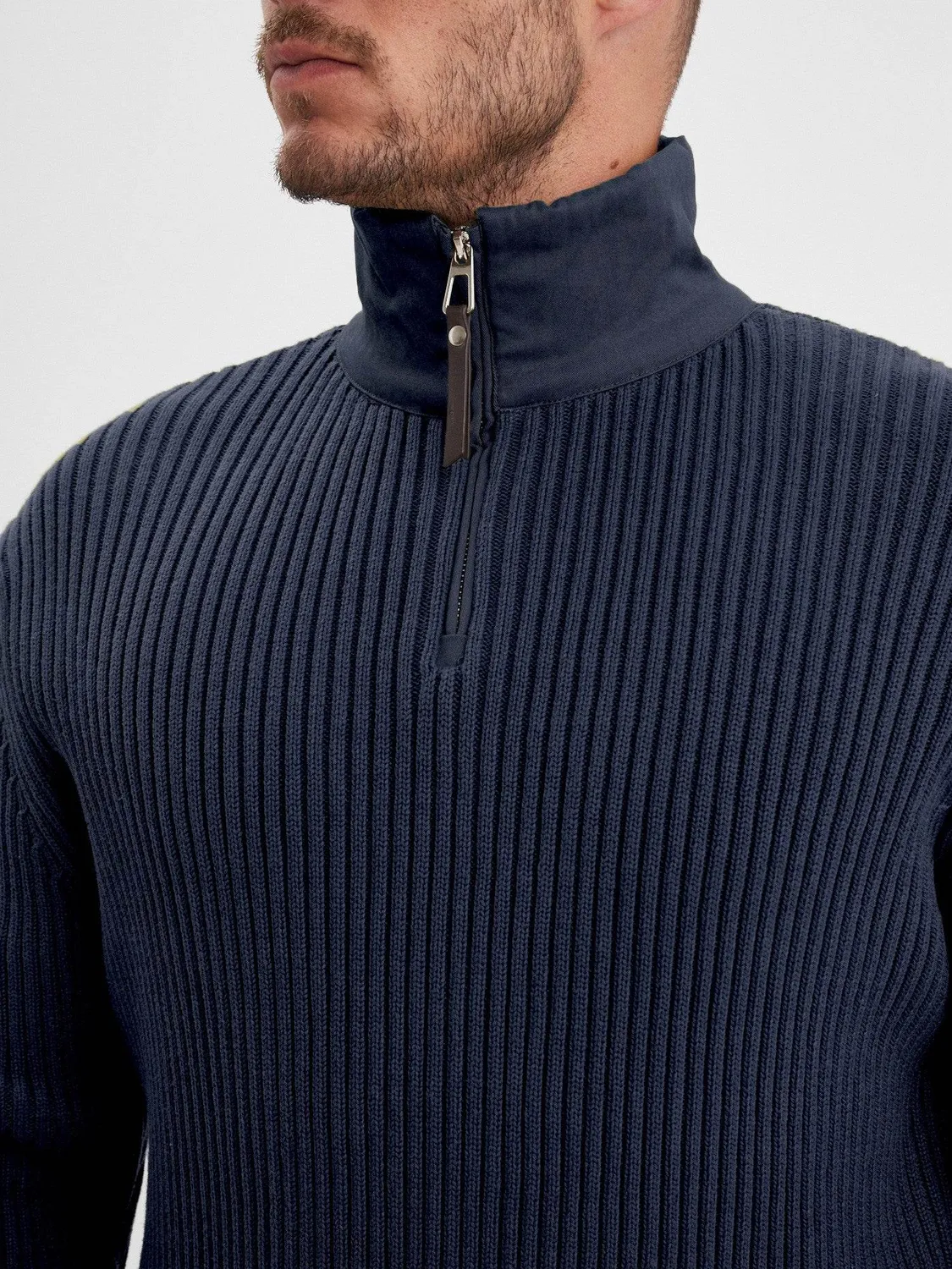 Daytona Moran pull camionneur coton col zippe navy