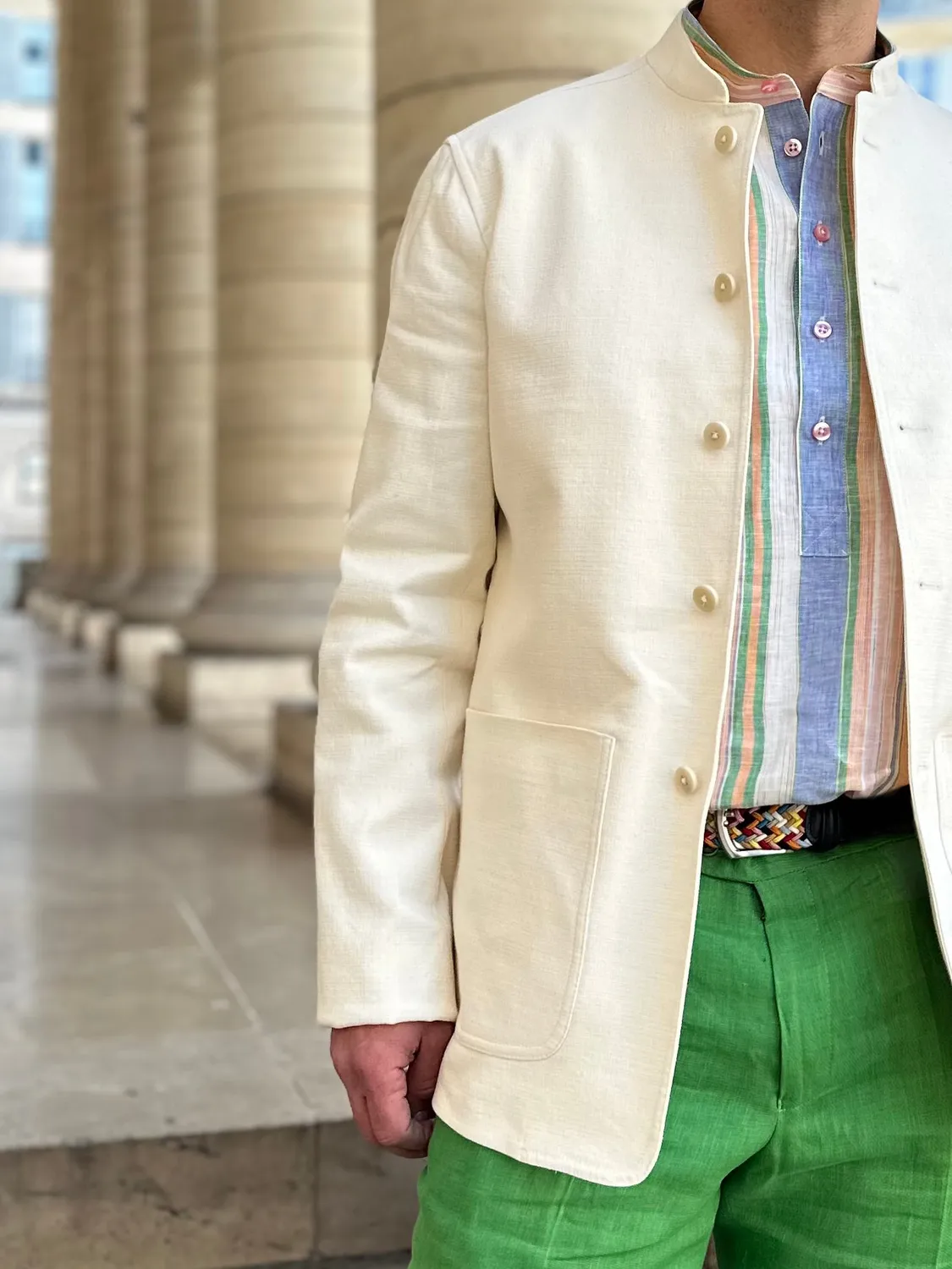 Hollington Tyrol veste lin coton ivoire stretch