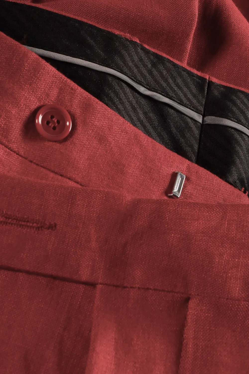 Hollington Luca pantalon lin rouge Piaget à plis taille haute