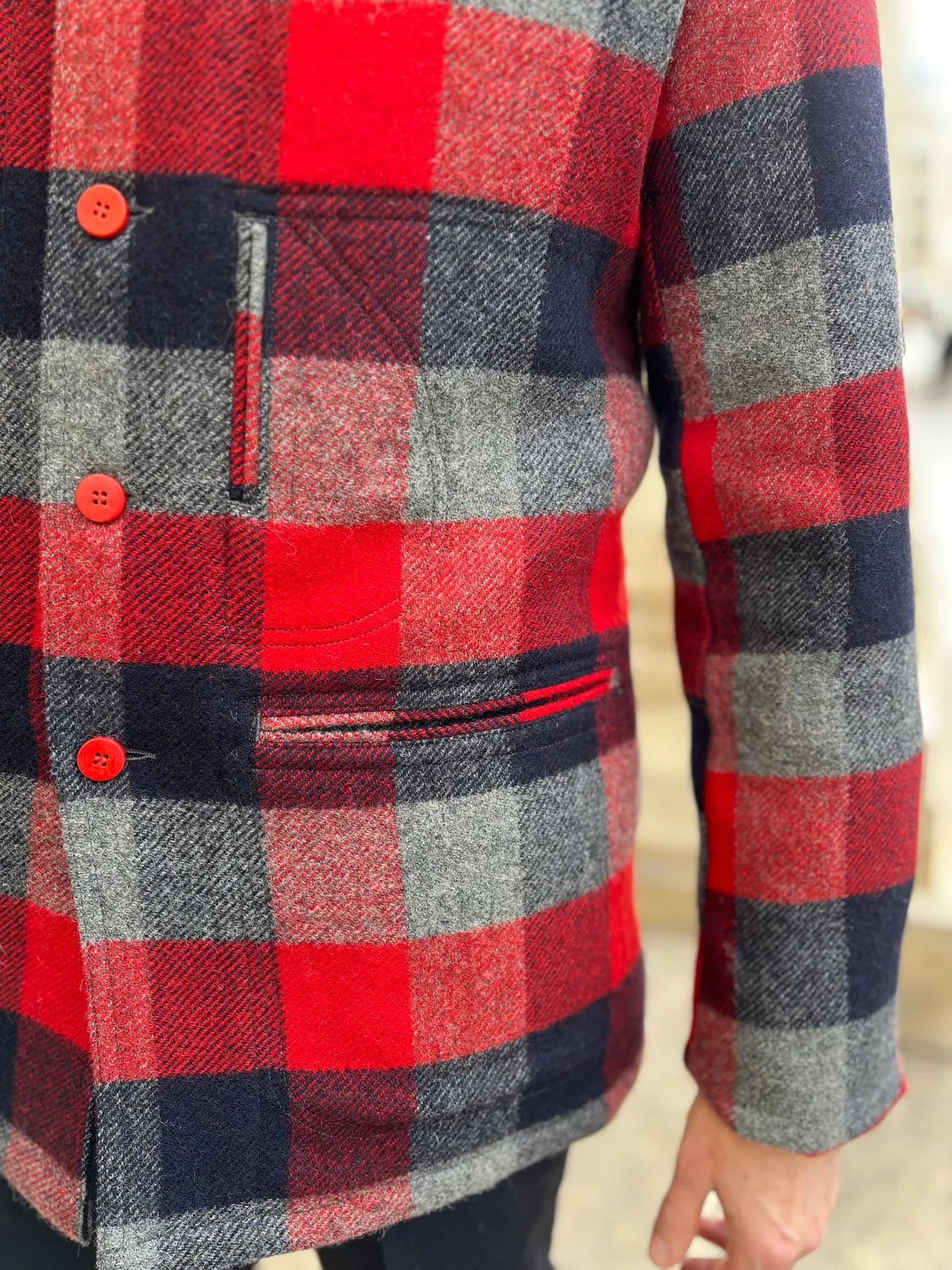 Hollington Architecte veste tweed carreaux rouges