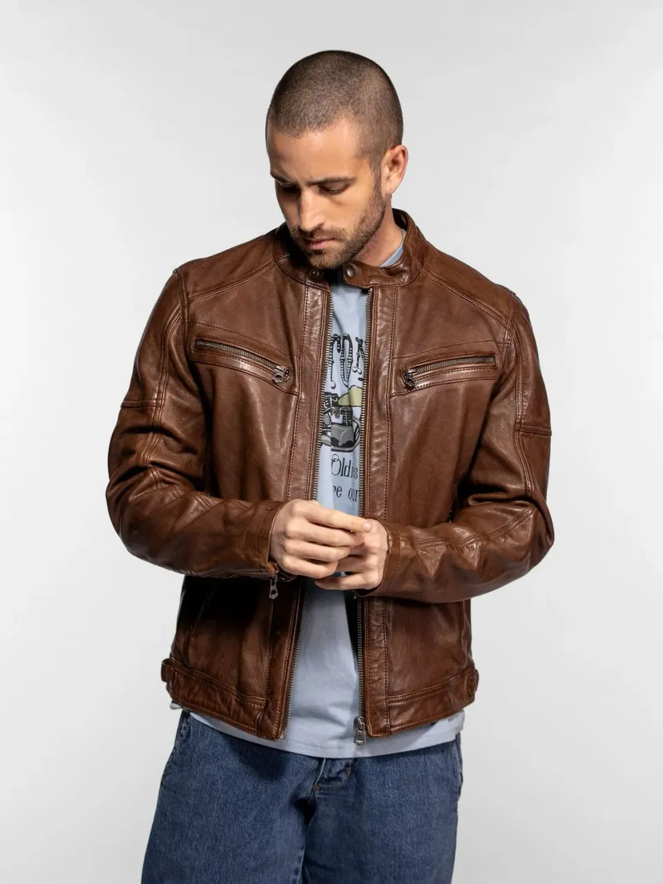 Daytona Collins blouson cuir homme noir agneau