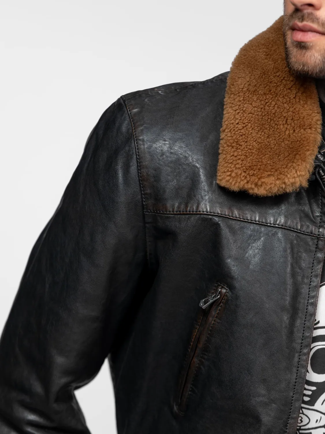 Daytona Bader blouson cuir homme noir vintage