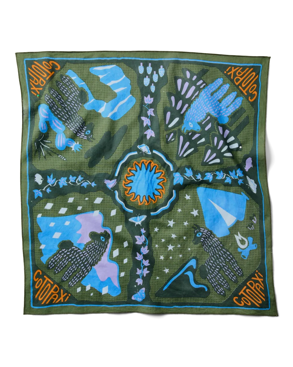 Cotopaxi Organic Cotton bandana Llama Camp coton bio