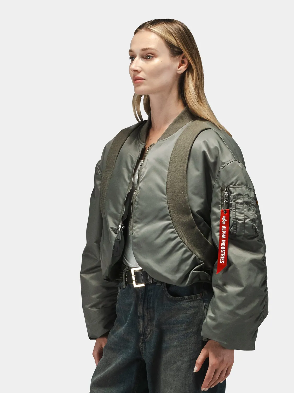 Alpha Industries MA-1 Knit Rib bomber gris femme