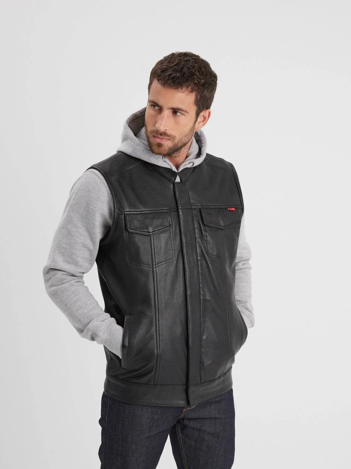 DAYTONA Hot road gilet biker cuir chèvre noir
