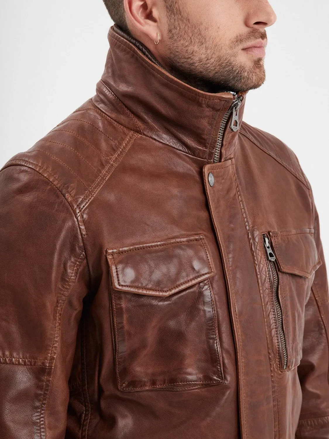 Daytona Rodeo blouson cuir bison mouton lavé