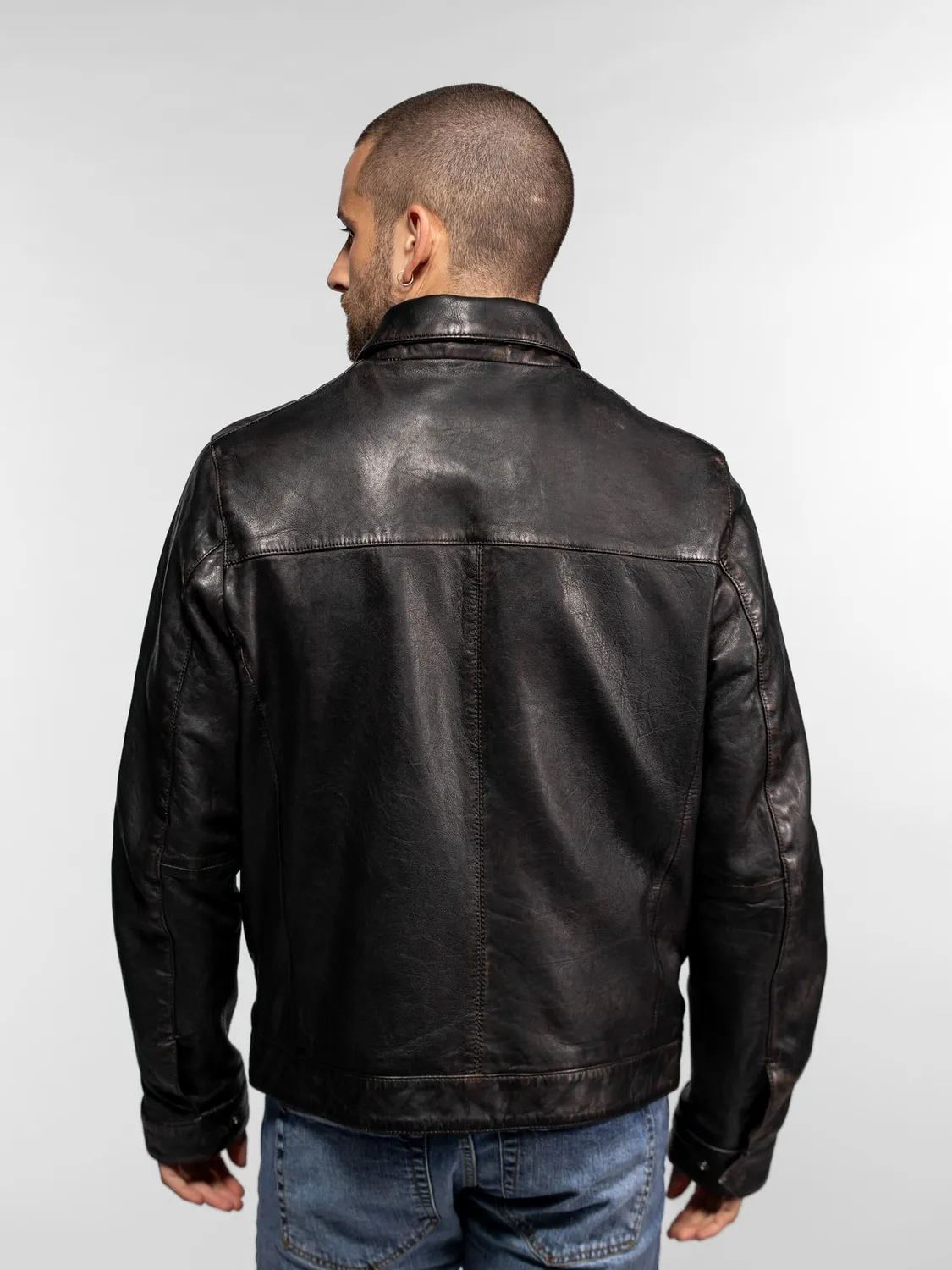 Daytona Decatur blouson cuir Black agneau végétal