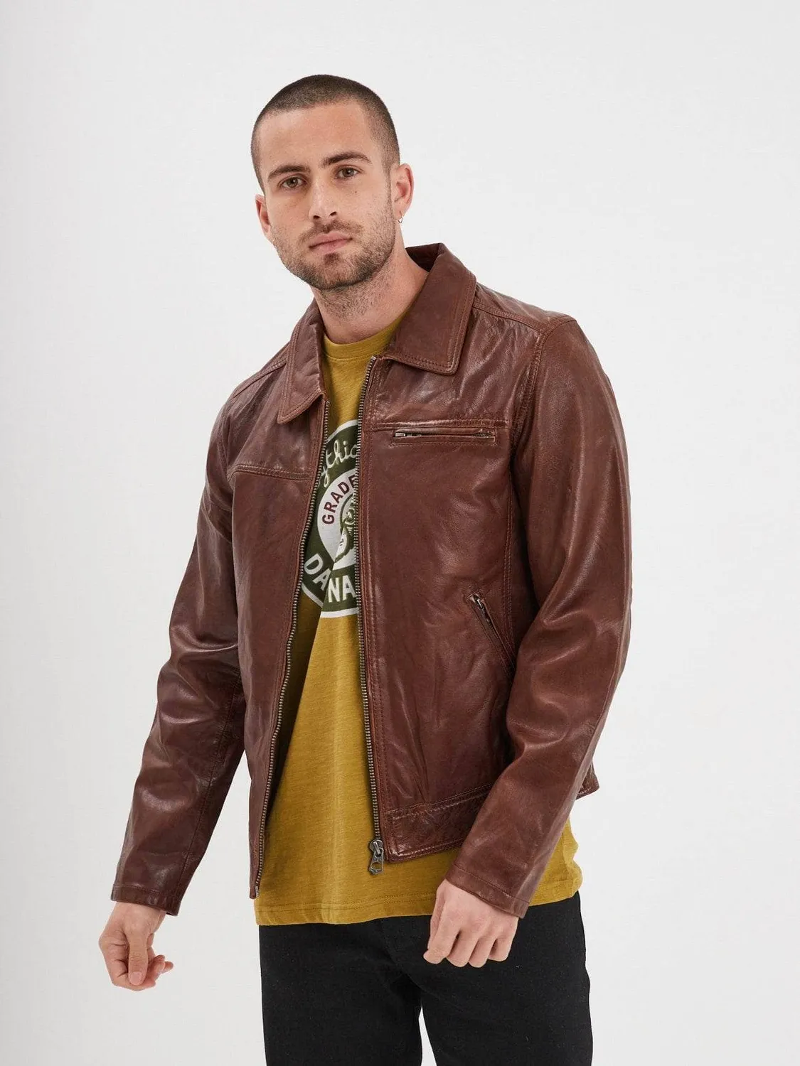 DAYTONA Major blouson cuir mouton cognac