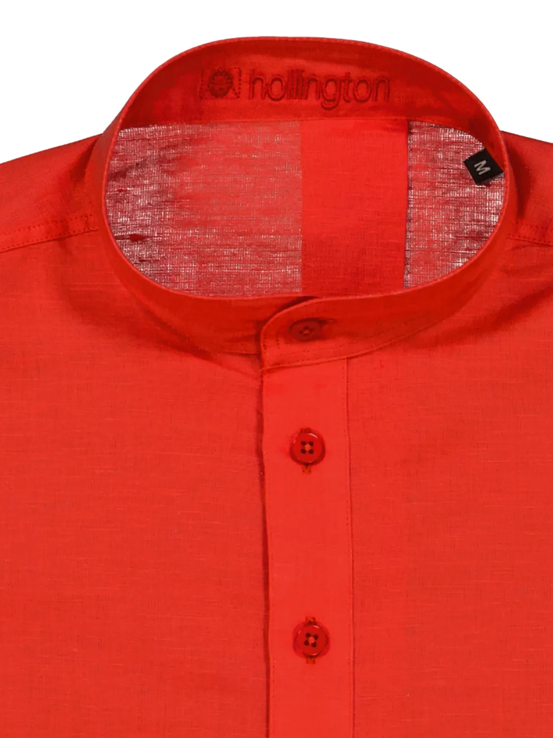 Hollington chemise col mao rouge cramoisi pur lin