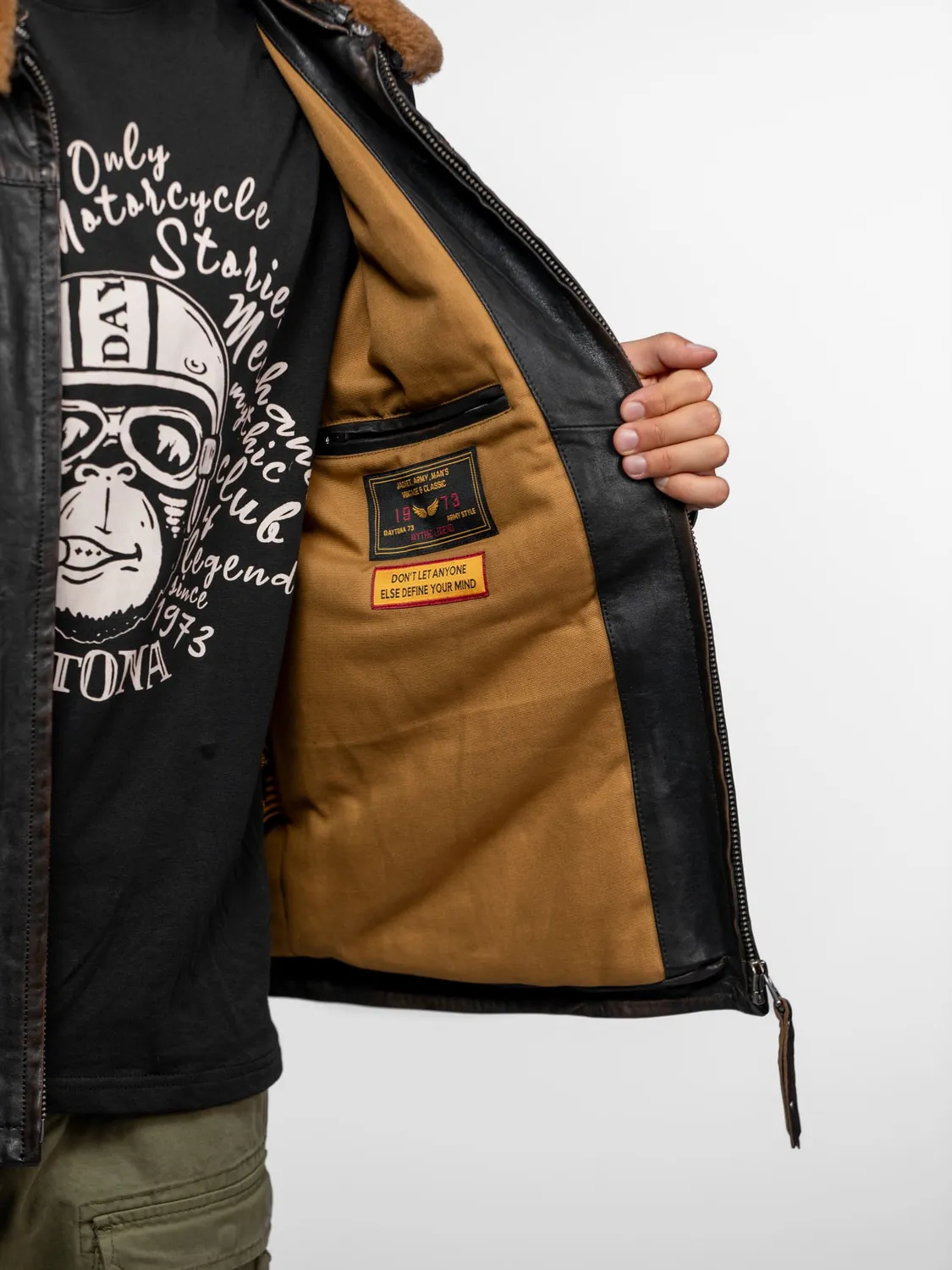 Daytona Bader blouson cuir homme noir vintage
