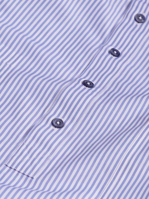 Hollington Luxury chemise col mao rayures bleu ciel