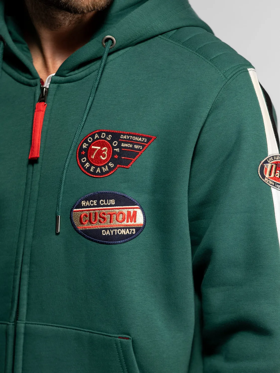 DAYTONA Cowl sweat capuche homme coton patchs racing
