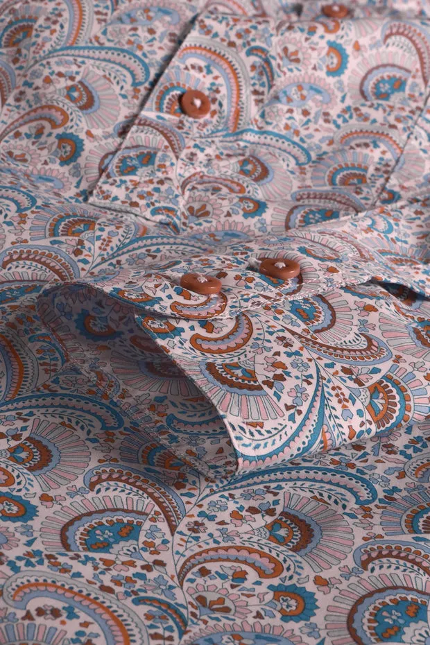 Hollington chemise coton Liberty paisley col mao