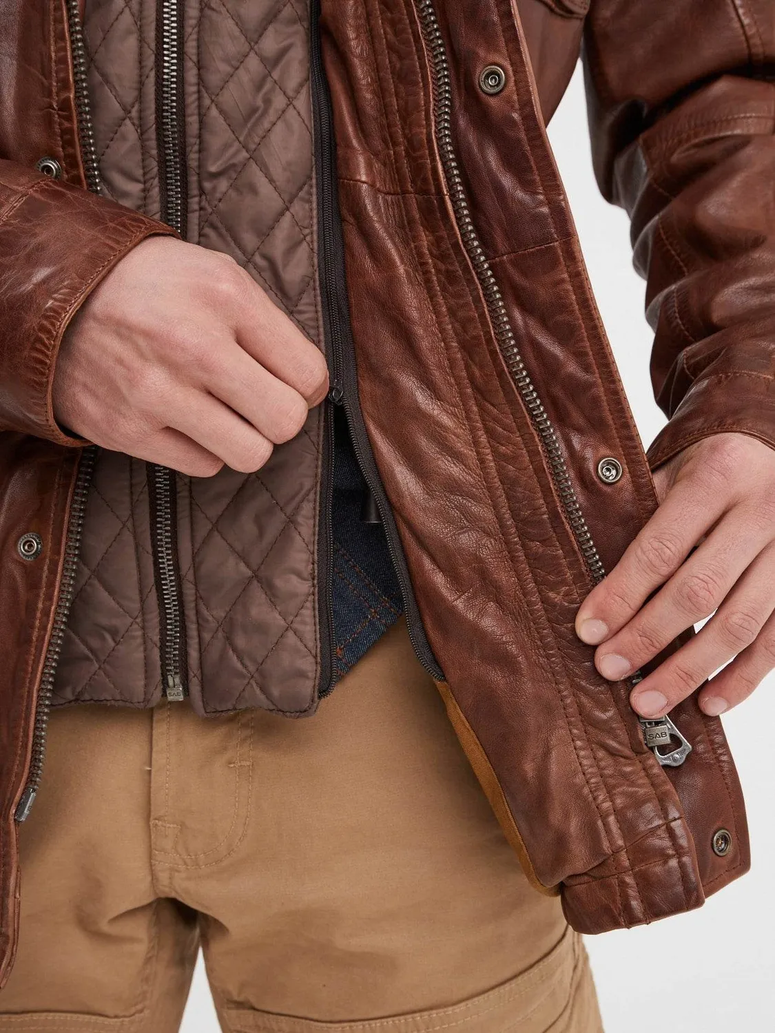 Daytona Rodeo blouson cuir bison mouton lavé