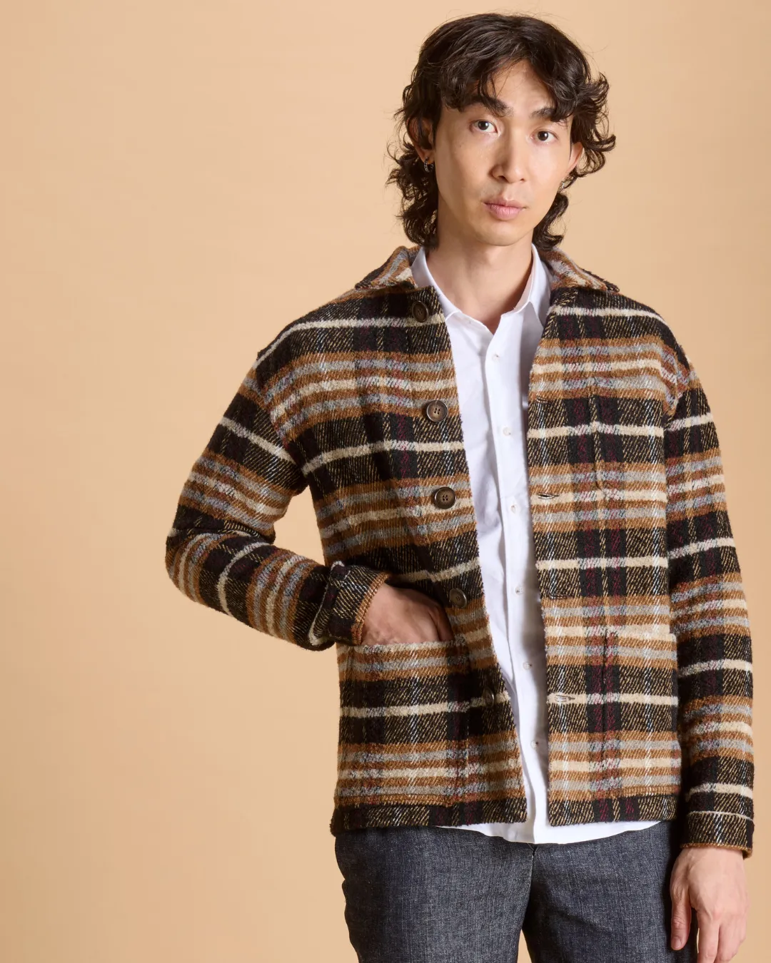 Soubacq Menaggio veste de travail laine brune
