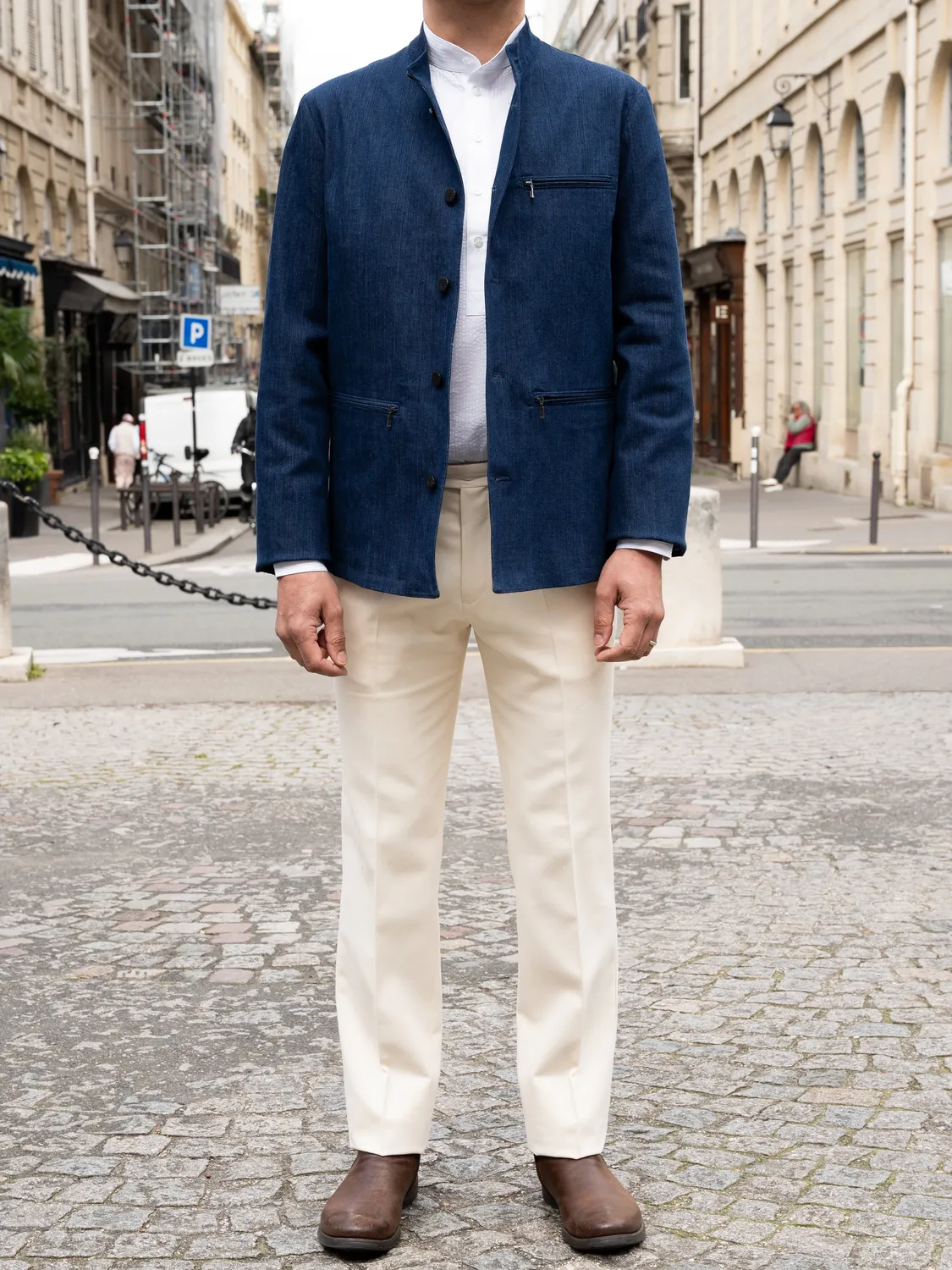 Hollington Siza italien pantalon écru serge coton laine taille 44