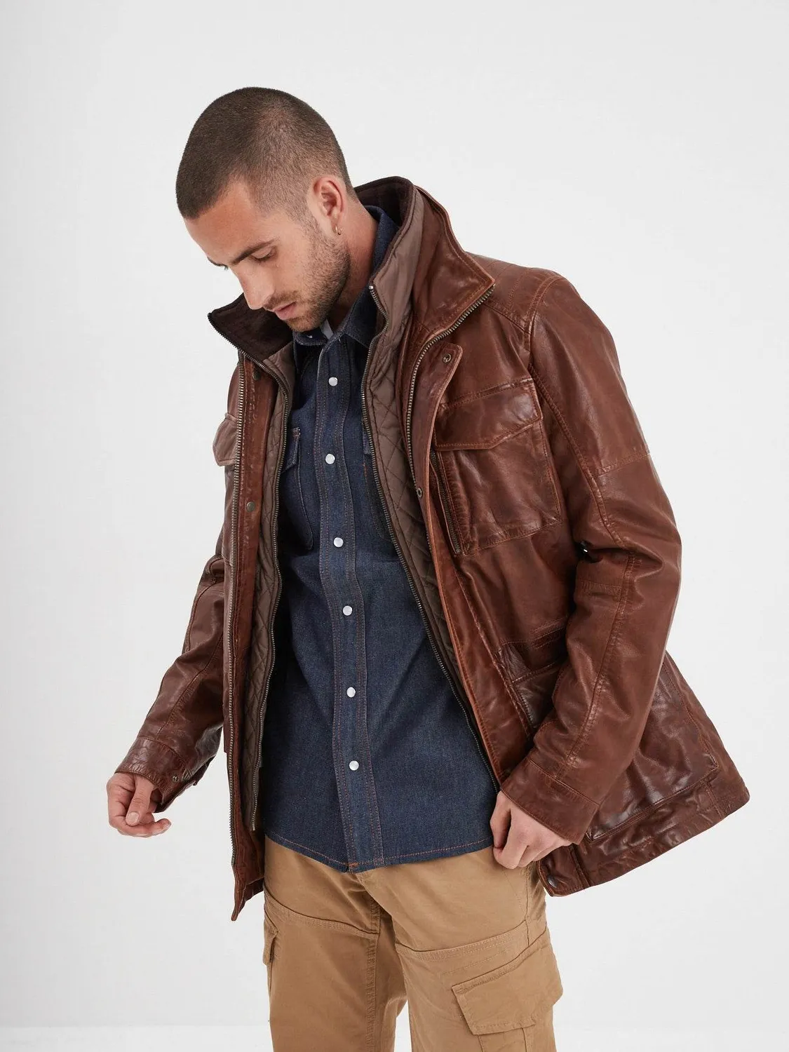 Daytona Rodeo blouson cuir bison mouton lavé
