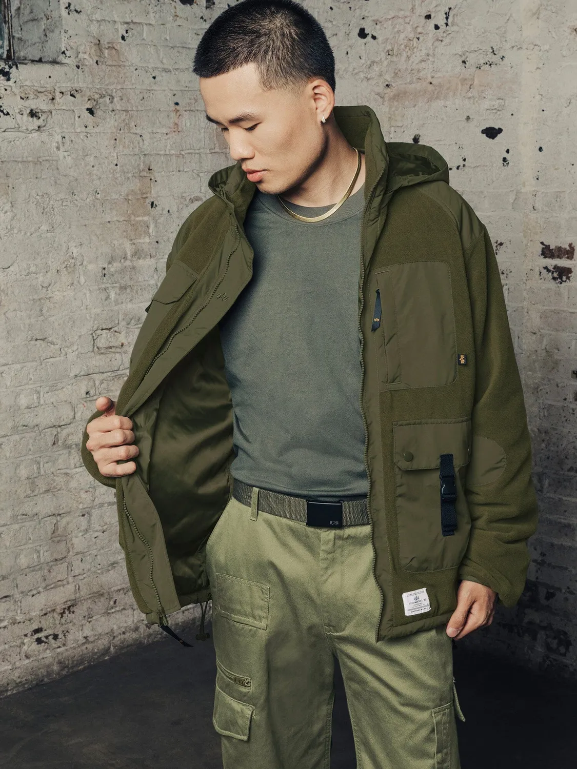 Alpha Industries Mixed Media sweat polaire zip vert foncé