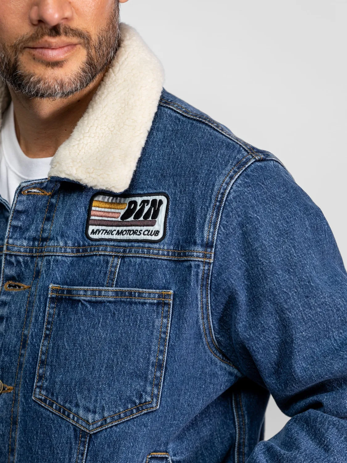 Daytona Durham veste jean sherpa mid wash délavé