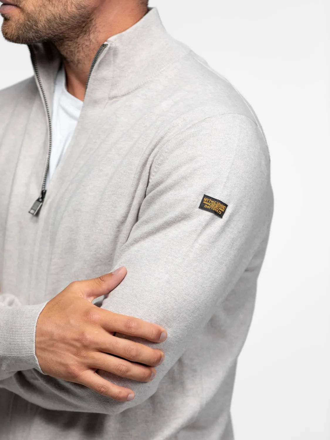 Daytona Arnold cardigan zippé homme beige coton cachemire