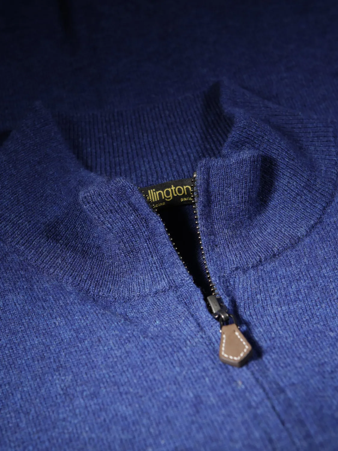 Hollington cardigan zippé Geelong bleu indigo laine