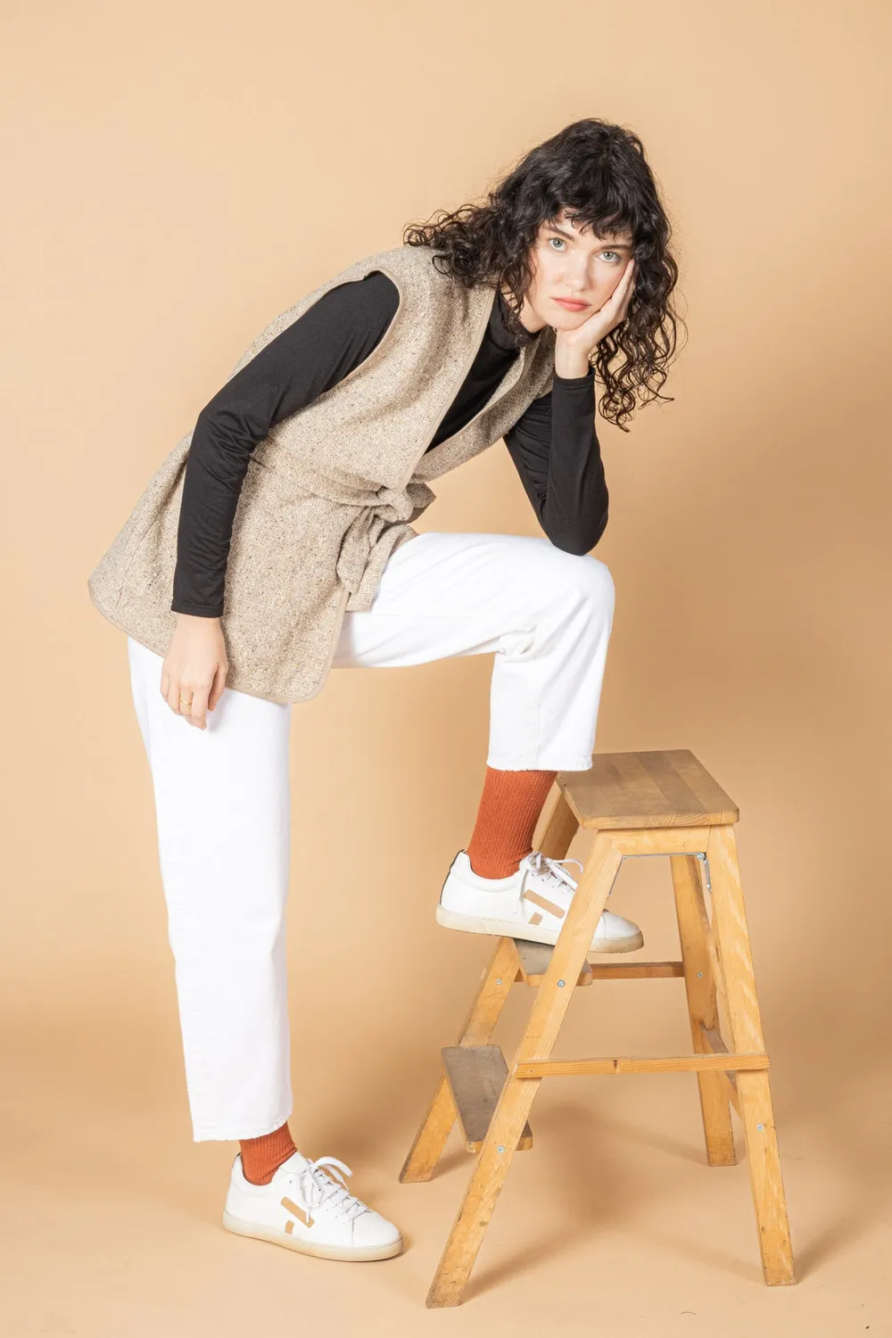 Soubacq Castiglione gilet tweed beige
