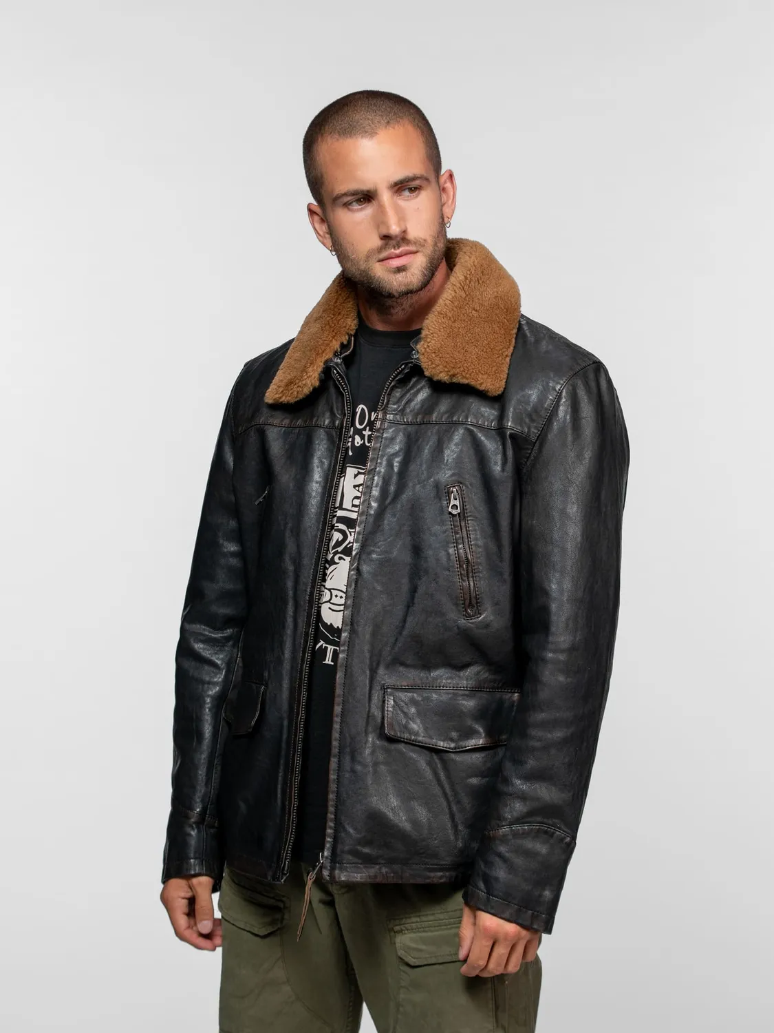 Daytona Bader blouson cuir homme noir vintage
