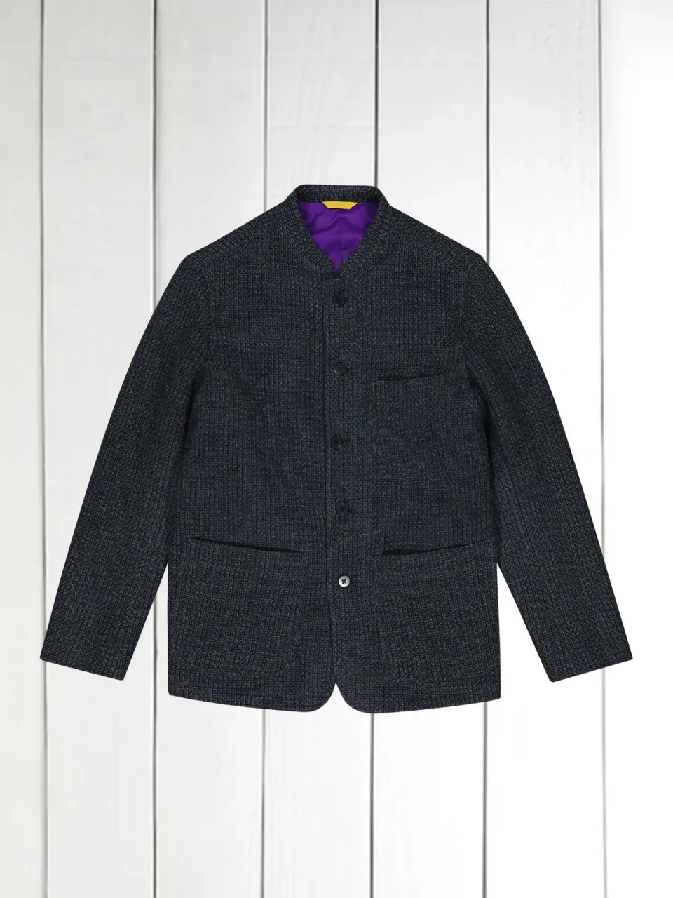 Hollington veste Tyrol laine cachemire nid abeille indigo