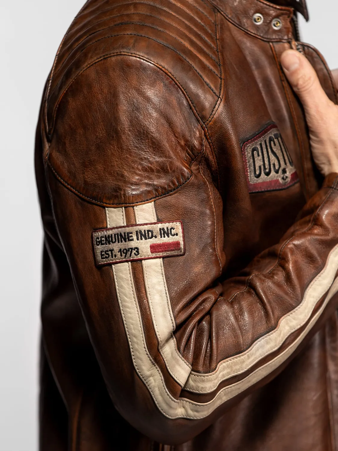 Daytona Corning blouson moto cuir navy tannage végétal