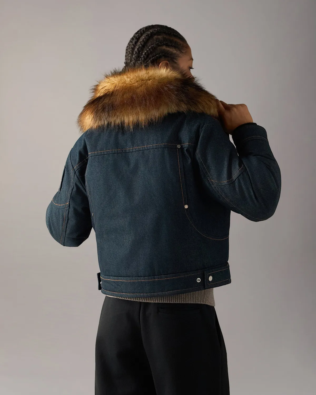 Moose Knuckles Frontier veste jean denim matelassée duvet