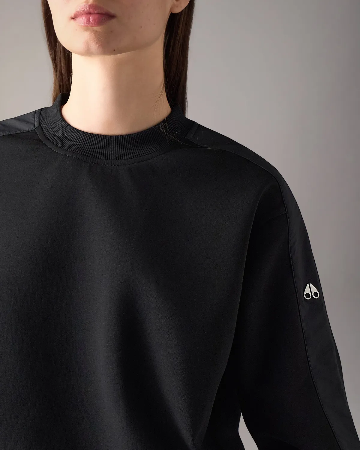 Moose Knuckles Mixed Media Crewneck sweat noir technique