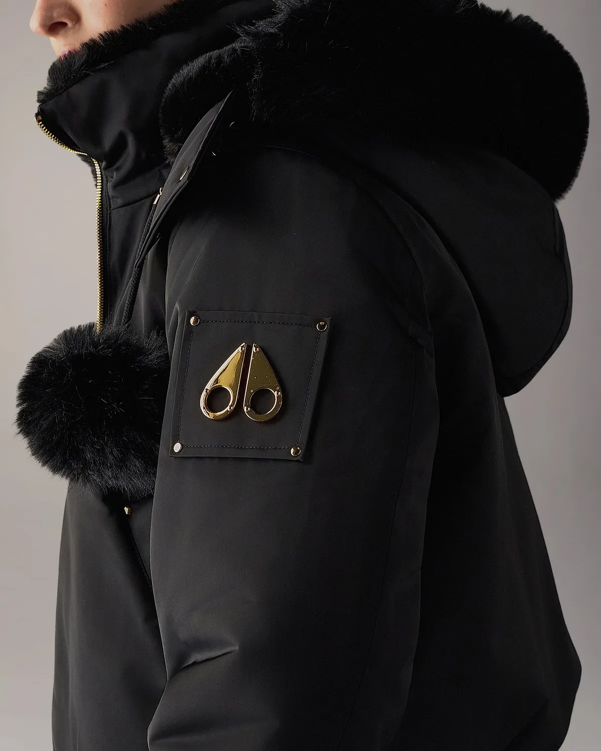 Moose Knuckles Luxe Satin Bomber Réversible Noir