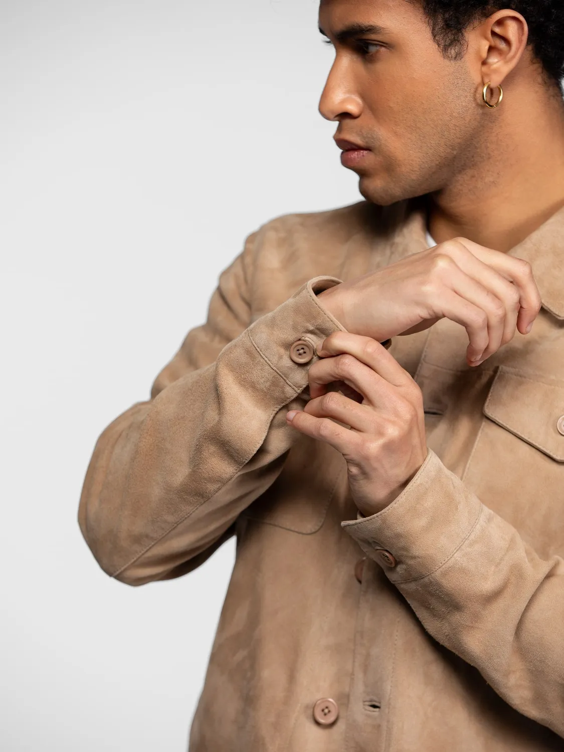 Daytona Houston veste cuir chèvre beige suédé trucker