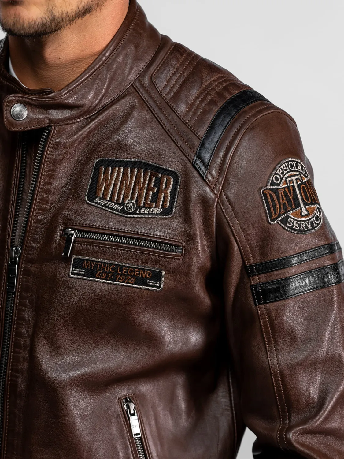 DAYTONA Cusseta blouson cuir moto mouton vintage