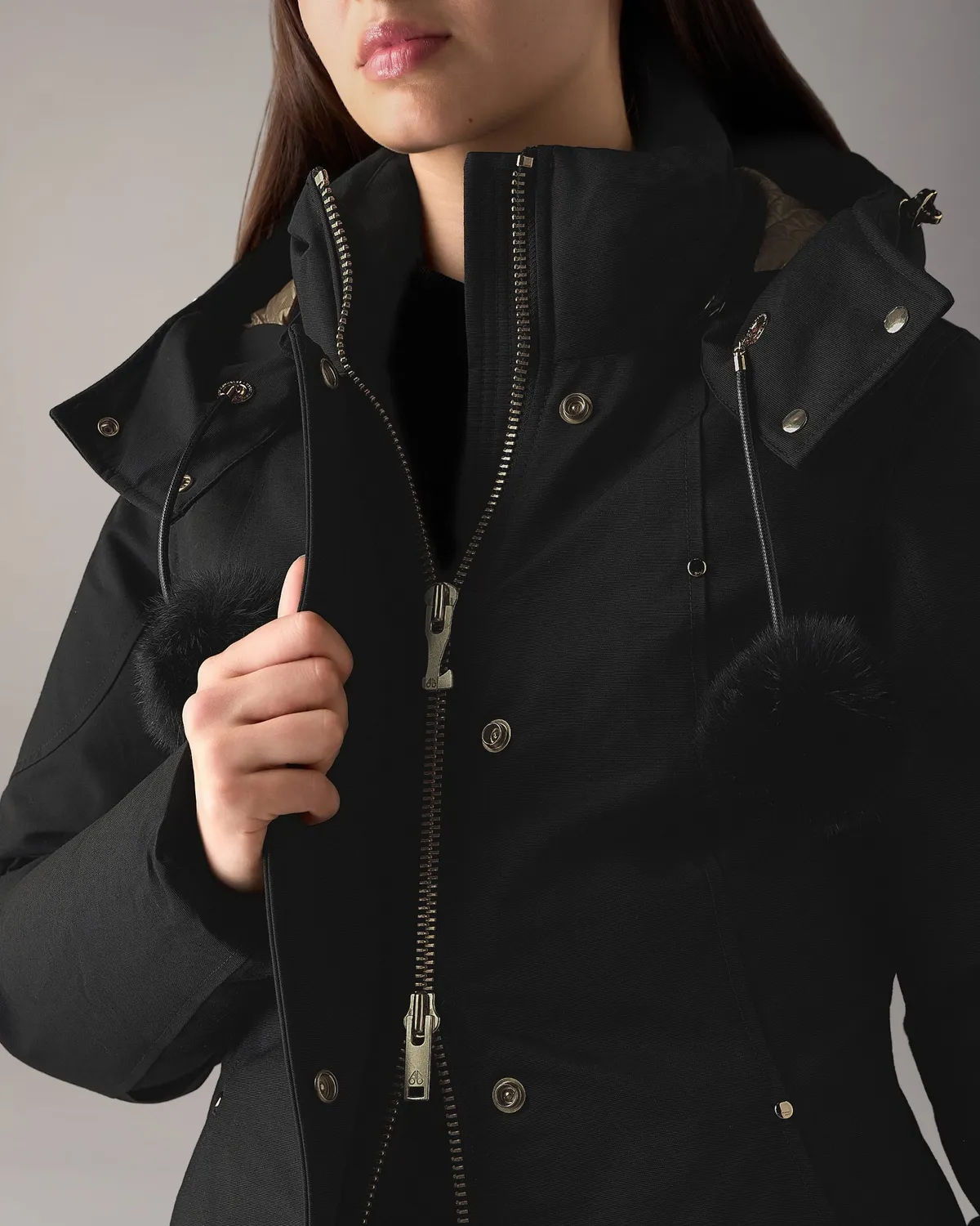 Moose Knuckles Stirling Parka duvet noir Gold femme