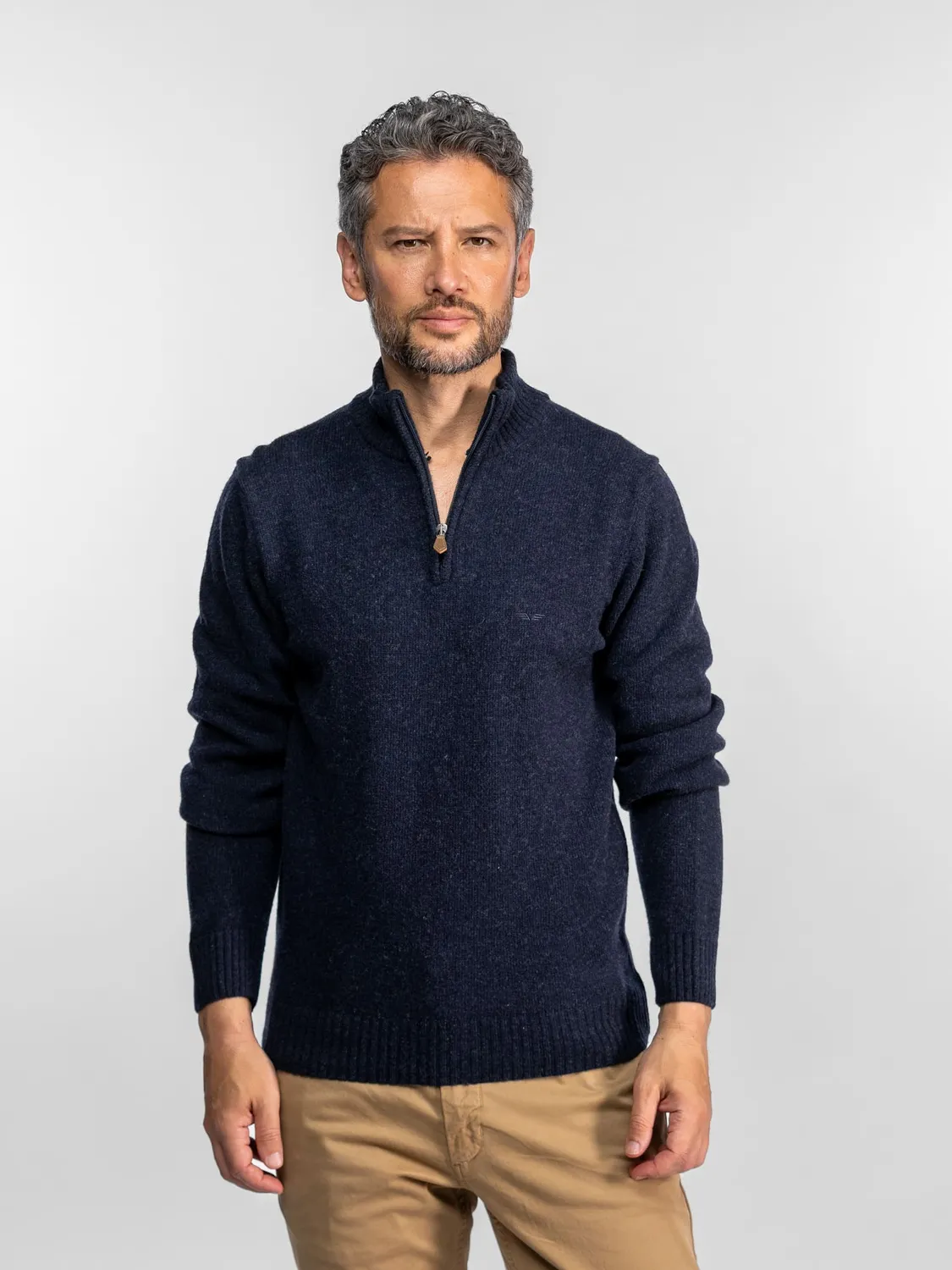 Daytona Quartermast pull homme anthracite laine col zippé