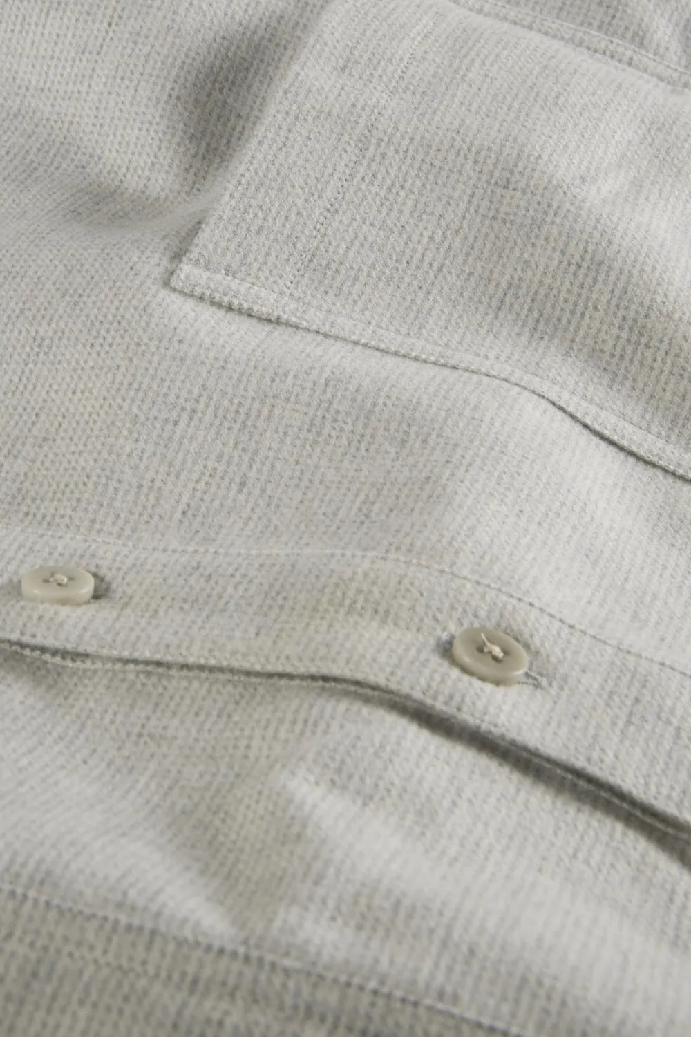 Hollington chemise col mao coton brossé gris pâle 2XL
