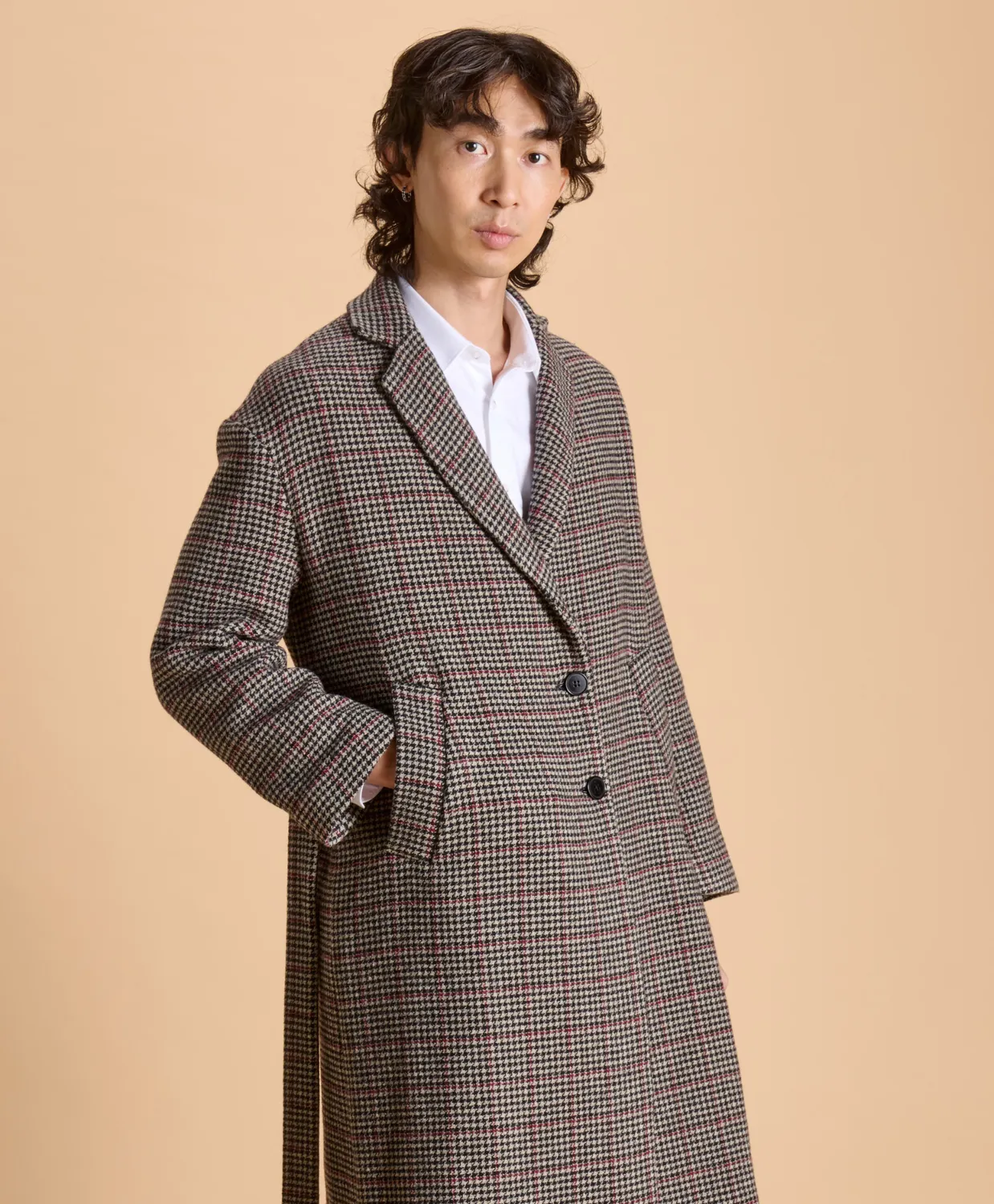 SOUBACQ Lenno manteau laine pied-de-poule chaud