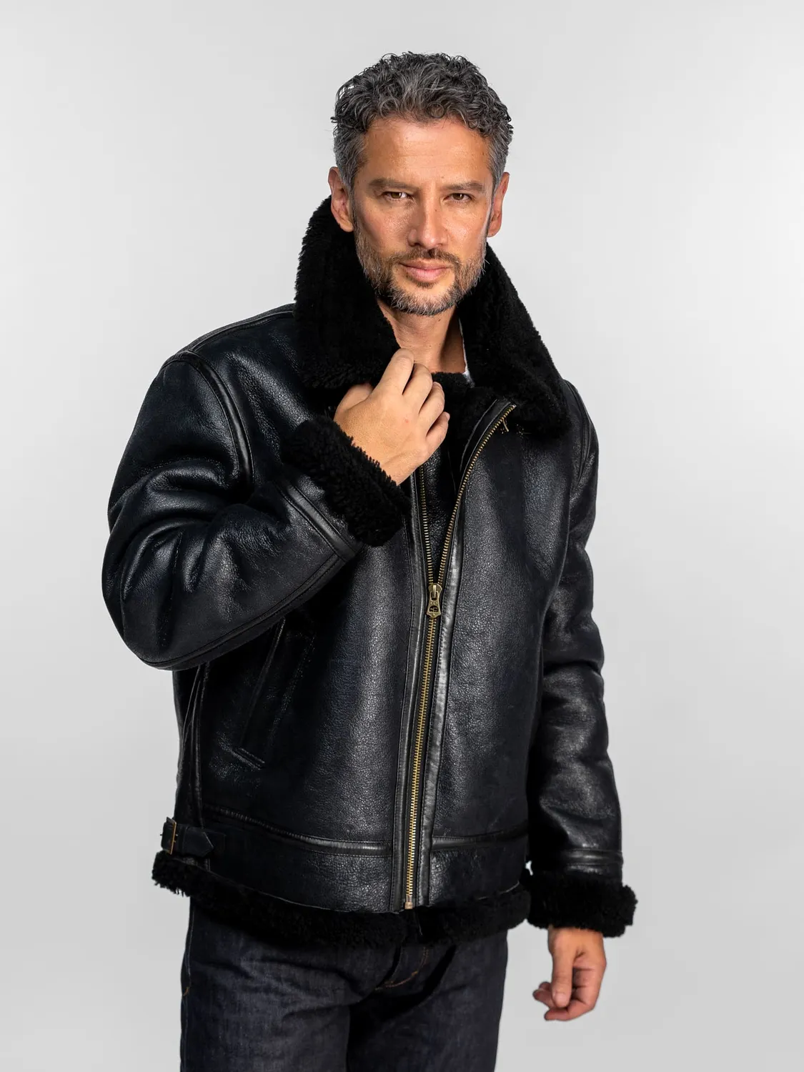 Daytona Bombardier blouson aviateur cuir mouton noir