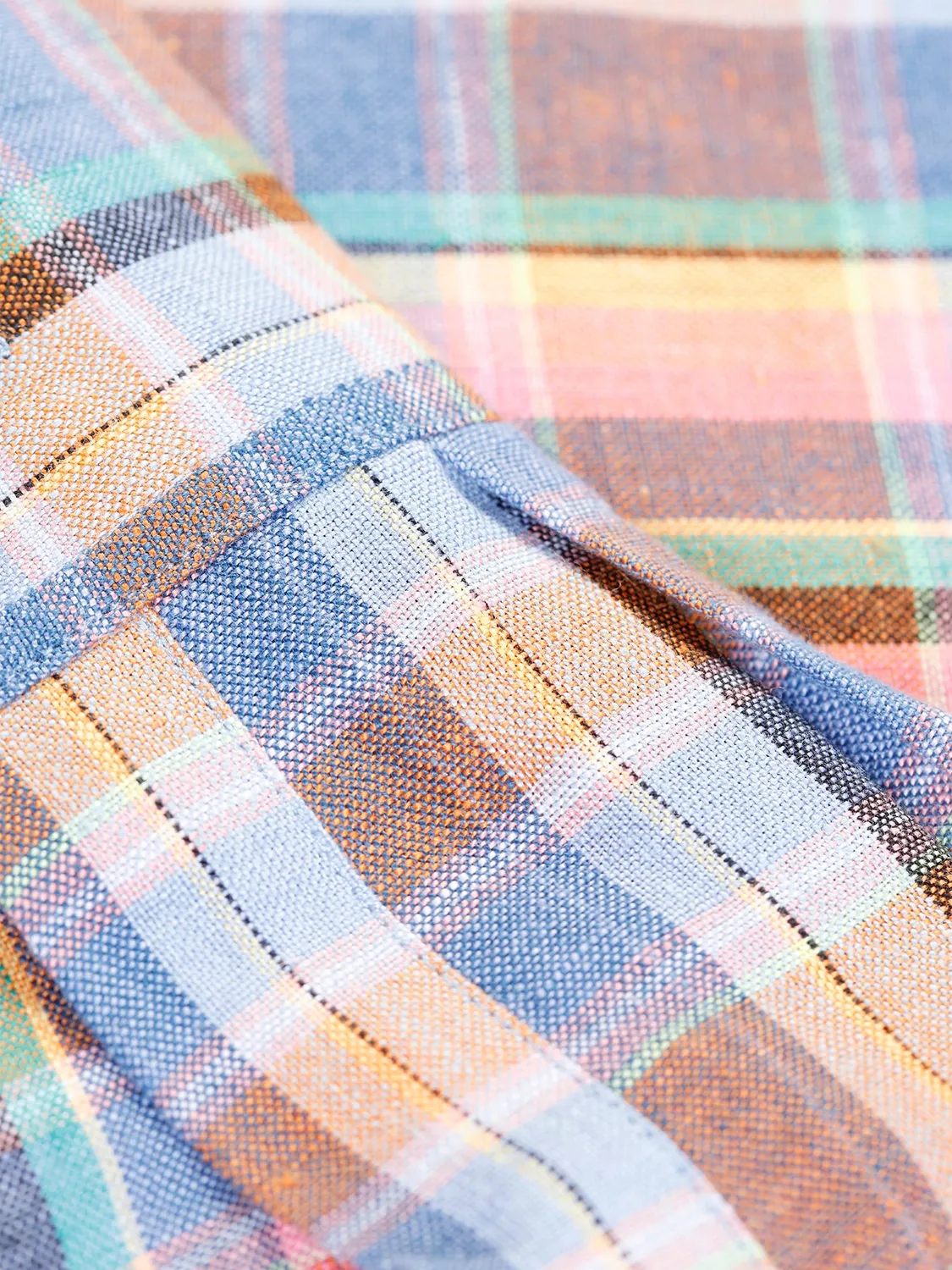 HOLLINGTON Chemise col mao tartan été lin XS-XXXL