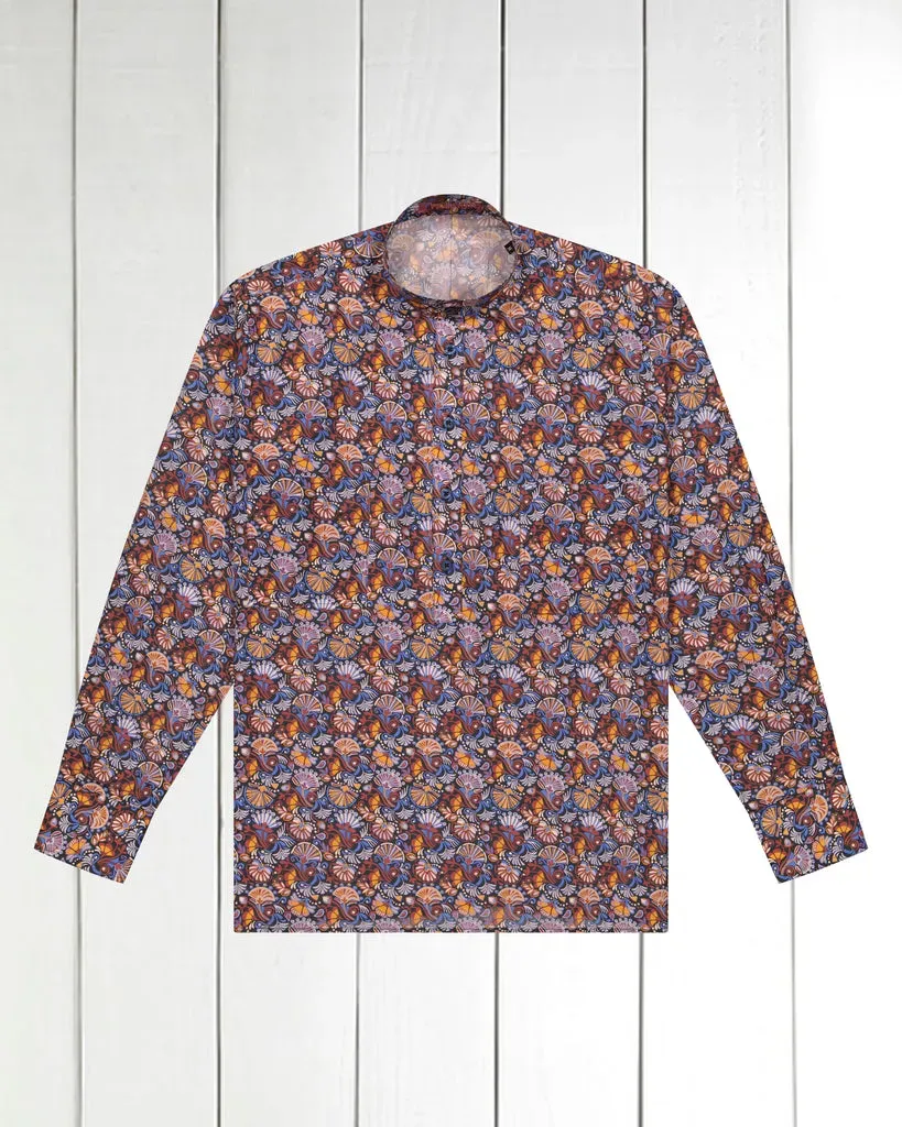 Hollington carnival liberty chemise col mao coton fleuri