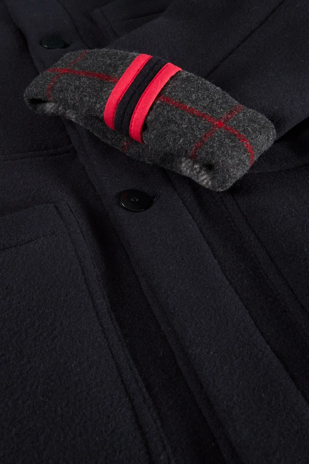Hollington Naipaul marine tartan veste laine double-face