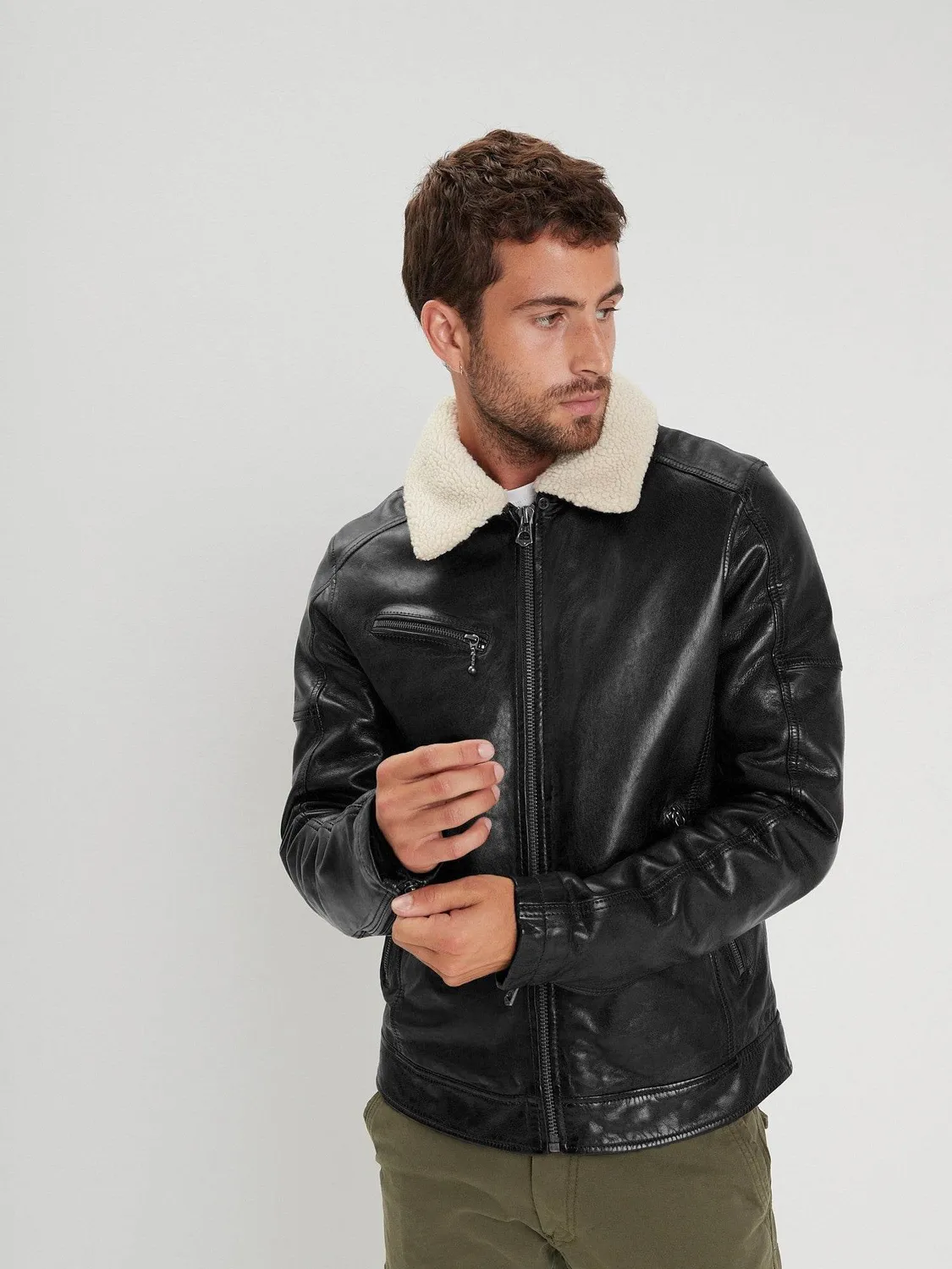 DAYTONA Platon blouson aviateur cuir agneau col mouton