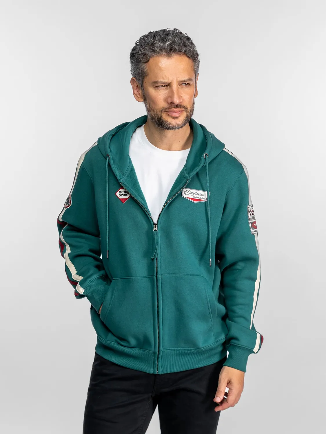 Daytona Hampton sweat capuche moto noir molleton épais