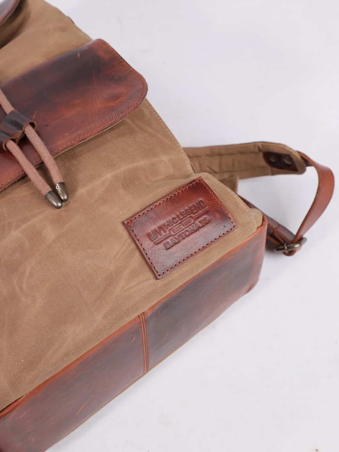 Daytona Backpack sac à dos toile cuir cognac