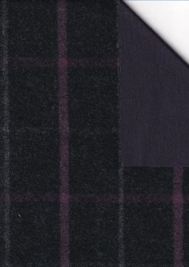 Hollington tissu technique imperméable violet tartan au mètre