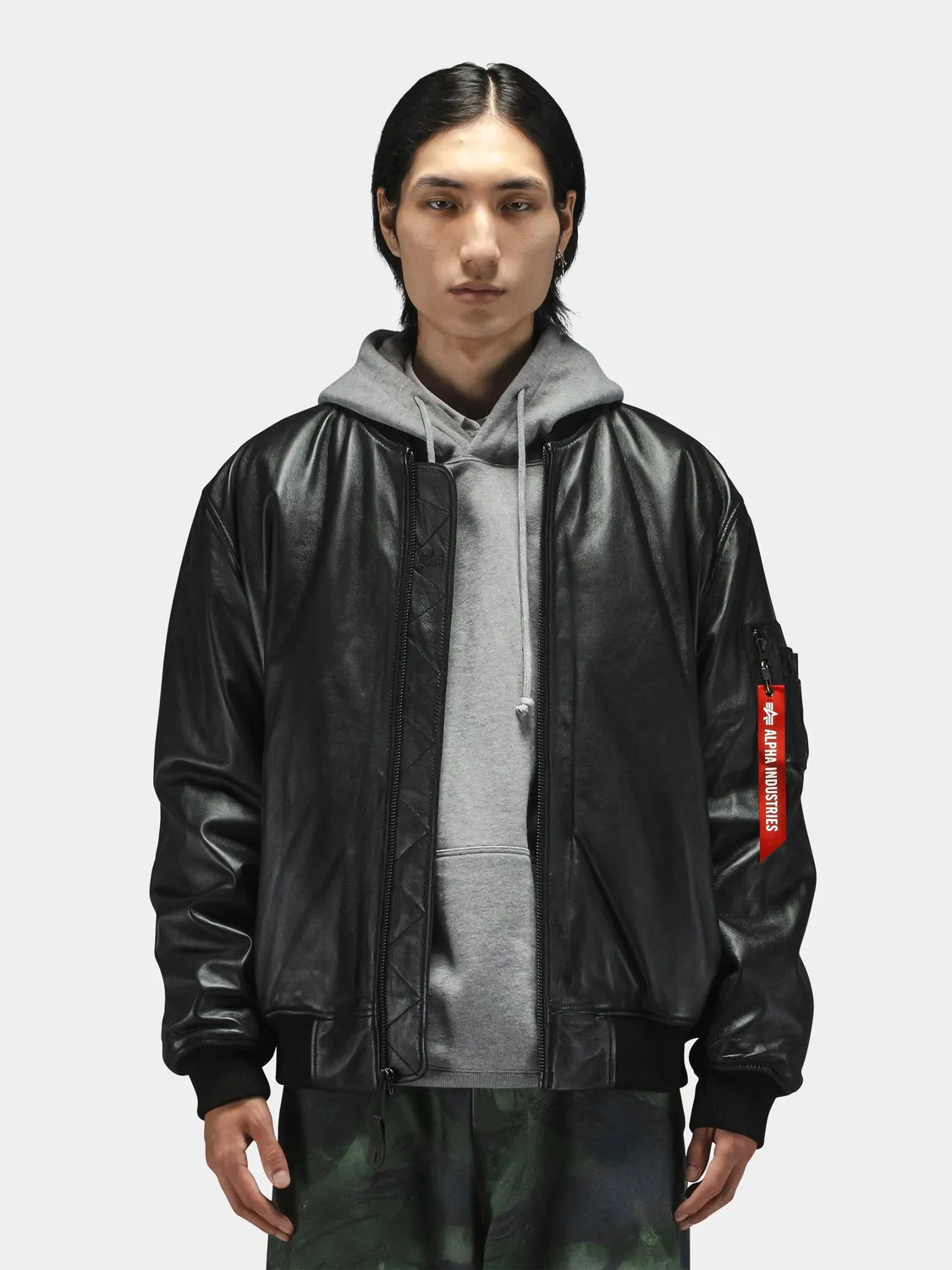 Alpha Industries MA-1 blouson cuir véritable Hickory