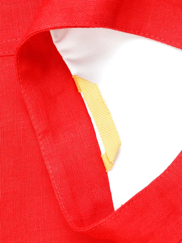Hollington veste Tyrol toile lin rouge coupe ajustée